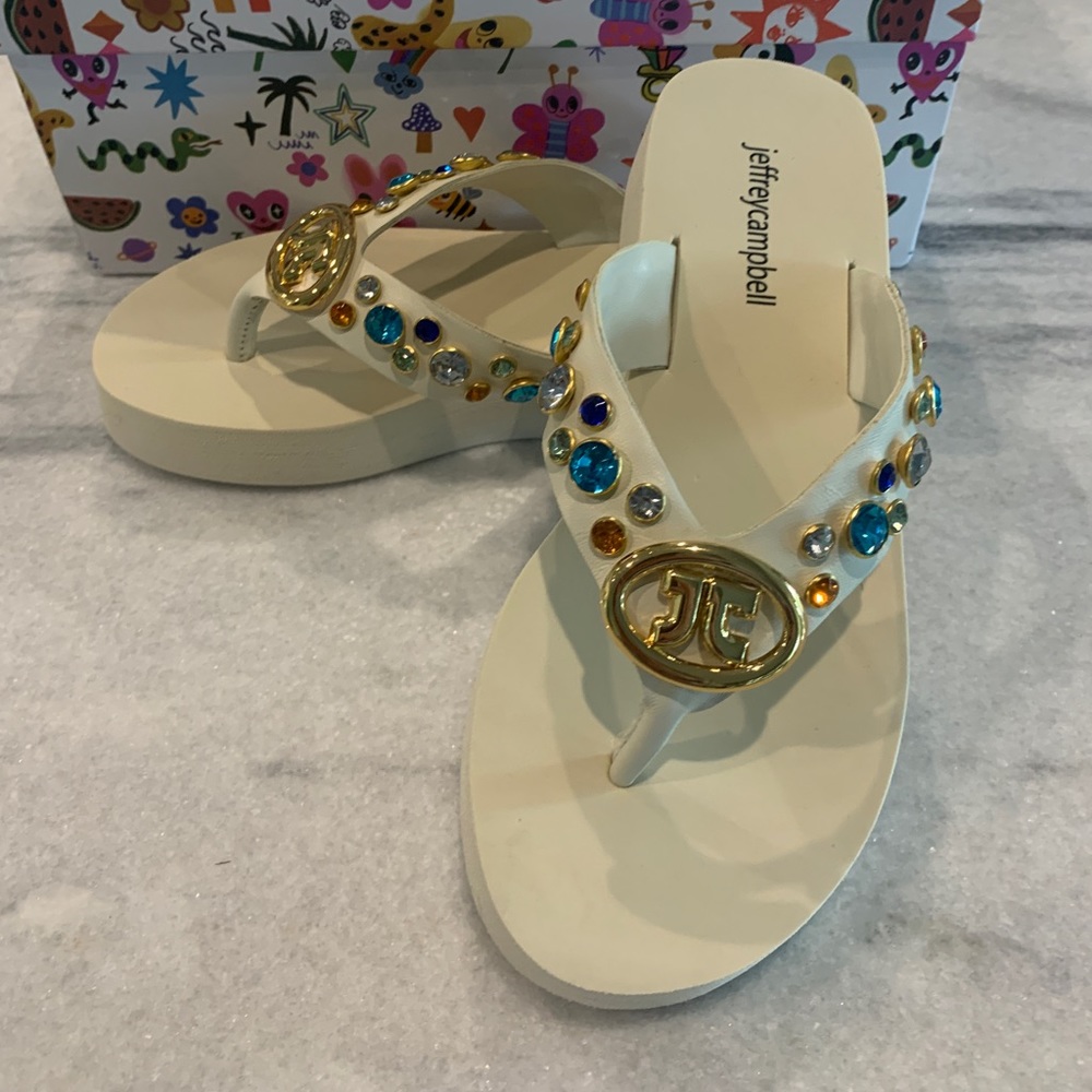 Jeffrey Campbell bejeweled flip flops size 7